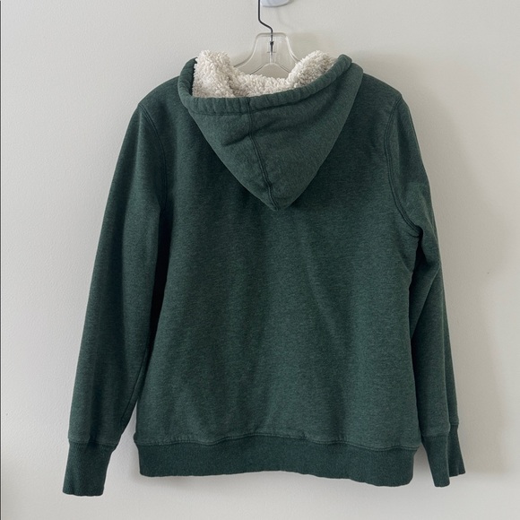 LL BEAN Women’s 1912 Sweatshirt Sherpa Lined Hoodie Green Size Medium - Picture 3 of 7